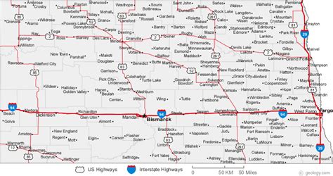 Map of North Dakota Cities - North Dakota Road Map | North dakota ...