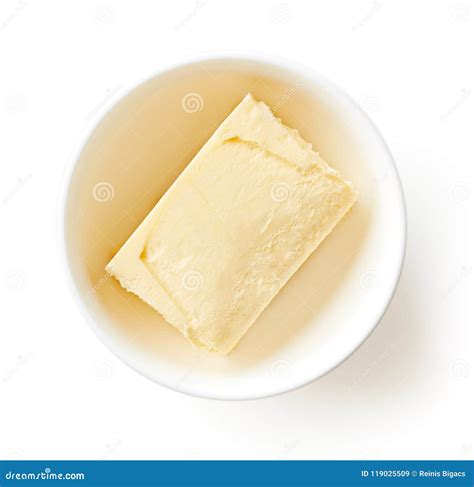 Butter In Bowl Isolated On White, From Above Stock Image - Image of ...