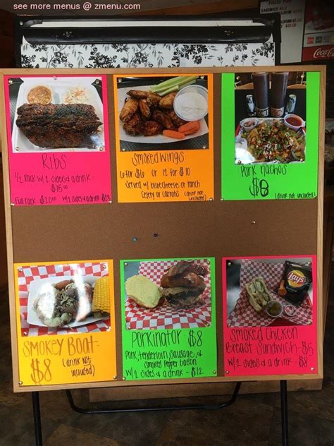 Menu at Smokin Pig BBQ, Greeneville