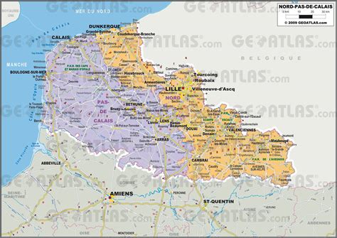 Carte du Nord Pas de Calais - Voyages - Cartes