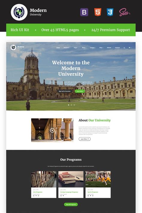 Modern University - University Or High-School Multipage Responsive HTML ...