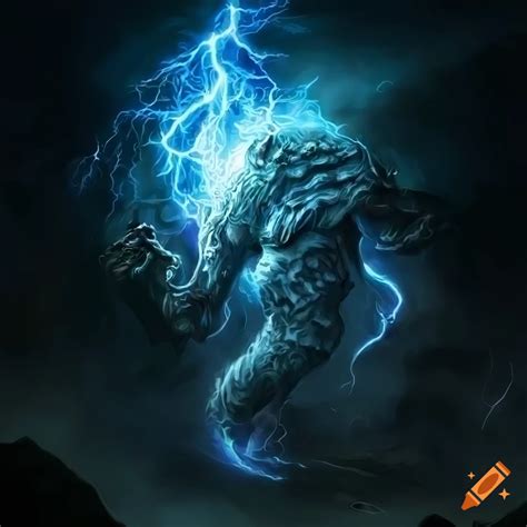 Detailed fantasy artwork of a lightning elemental on Craiyon