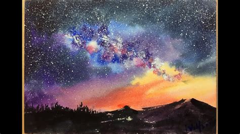 19+ Night Sky Galaxy Watercolor Painting Background - Paint