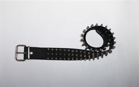 Leather 3 Rows Metal Spikes Studs Belt Punk Size M - Gem