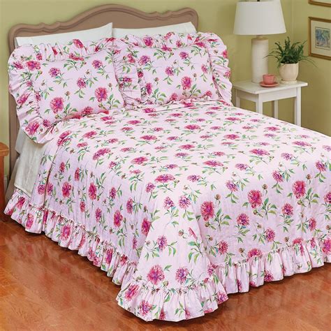 Pink Blossom Plisse Bedspread | Collections Etc.