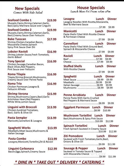 Online Menu of Roma Italian Restaurant, Beeville, TX