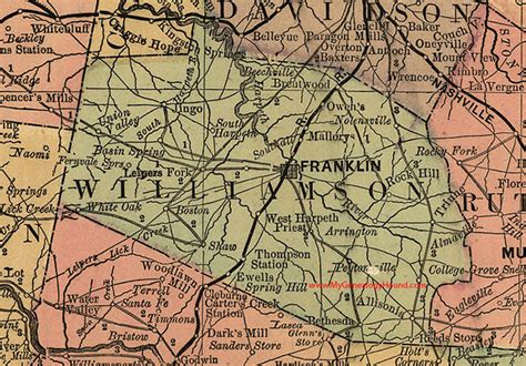 Williamson County, Tennessee 1888 Map