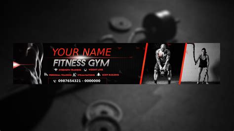 YouTube Banner Template | Fitness Design YouTube Channel Art