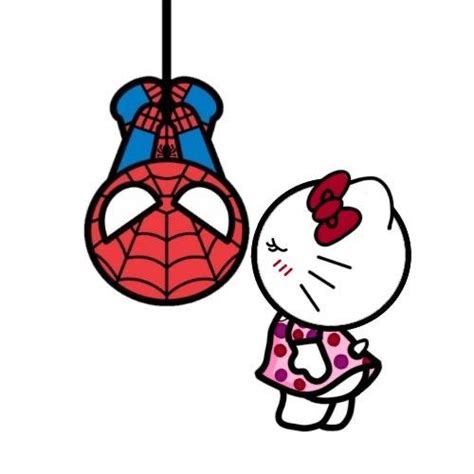 hello kitty and spiderman hanging from the ceiling