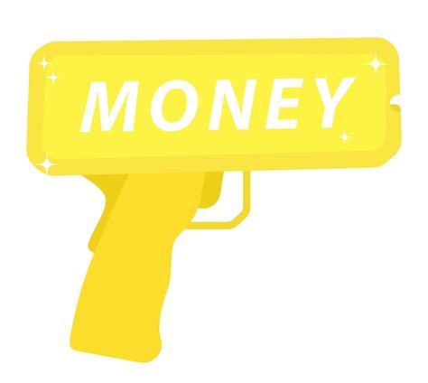 Gold money gun. Flat illustration of gold money gun with glare. Vector ...