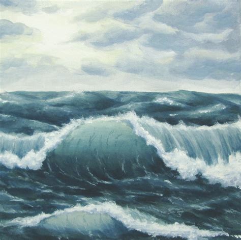 Ocean Art Original Choppy Seas Painting Stormy Ocean