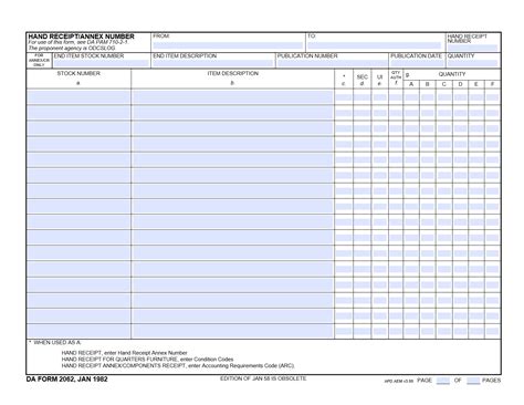 DA Form 2062. Hand Receipt | Forms - Docs - 2023