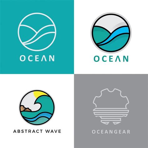 Set of abstract design of ocean logo Vector | Premium Download