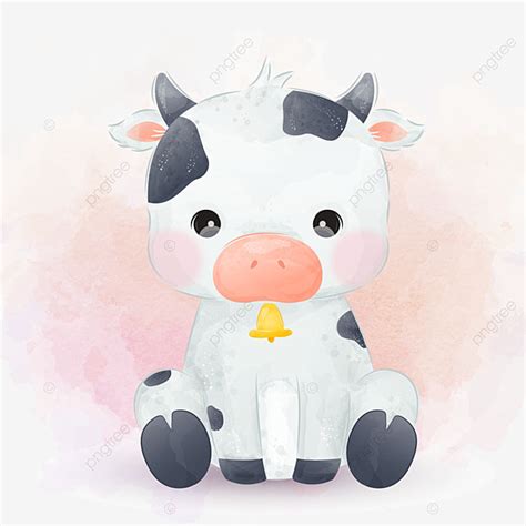 Watercolor Cow Vector Hd Images, Cute Baby Cow Illustration In ...