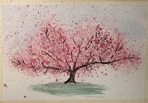 Cherry Blossom Tree, Watercolor, 11 in x 7 in : r/Art