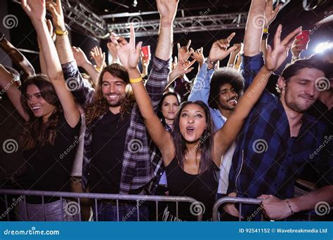 Happy Crowd Enjoying at Music Festival Stock Photo - Image of ...