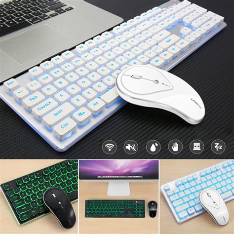 2.4G Wireless Keyboard and Mouse Combo,Backlit Glowing Keyboard Silent ...