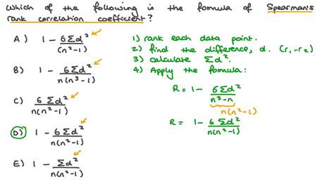 Question Video: Identifying the Correct Formula for Spearman’s Rank ...