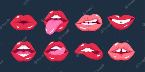 Premium Vector | Painted female lips in cartoon style in different ...