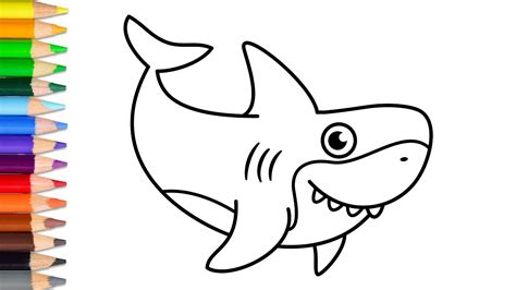 How to draw shark fish easy step by step | learn easy shark fish ...