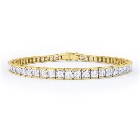 Princess Moissanite 18ct Yellow Gold Tennis Bracelet | Jian London