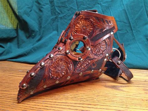 8/9 oz heavily tooled leather Plague Doctor mask. | Plague doctor mask ...