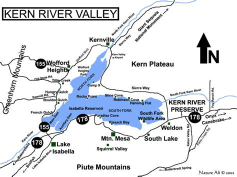 Kern River Valley Area Map - Lake Isabella Ca • mappery