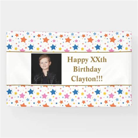 Colored Stars With Message Birthday Banner | Zazzle in 2022 | Birthday ...