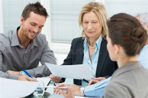 Happy Business People in Meeting Stock Image - Image of discussing ...