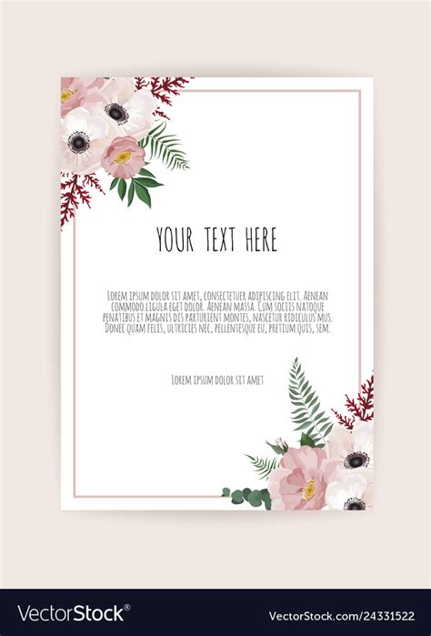 Botanical wedding invitation card template design Vector Image