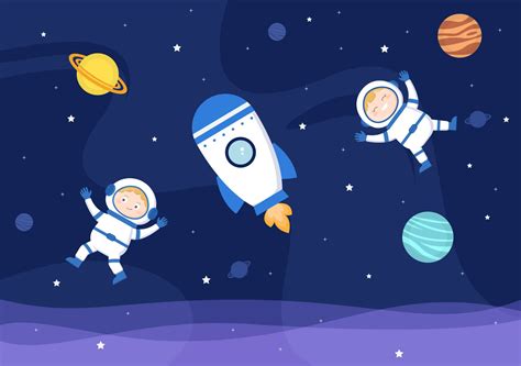 Download Cartoon Astronaut Pair Wallpaper | Wallpapers.com