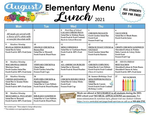 Katy Isd Lunch Menu Elementary Printable