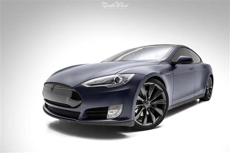 Tesla Model S Wrapped in Carbon Fiber and Stealth