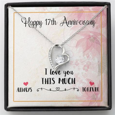 Happy 17th Anniversary Necklace Gifts for Women, Jewelry Gift for Wife ...