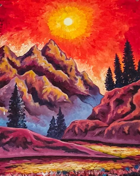 Mountain Sunrise View Painting - Necessity eStore - Order Now!