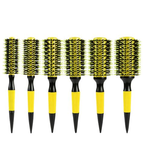 Professional Round Hair Brush Thermal Aluminum Barrel with Natural Boar ...