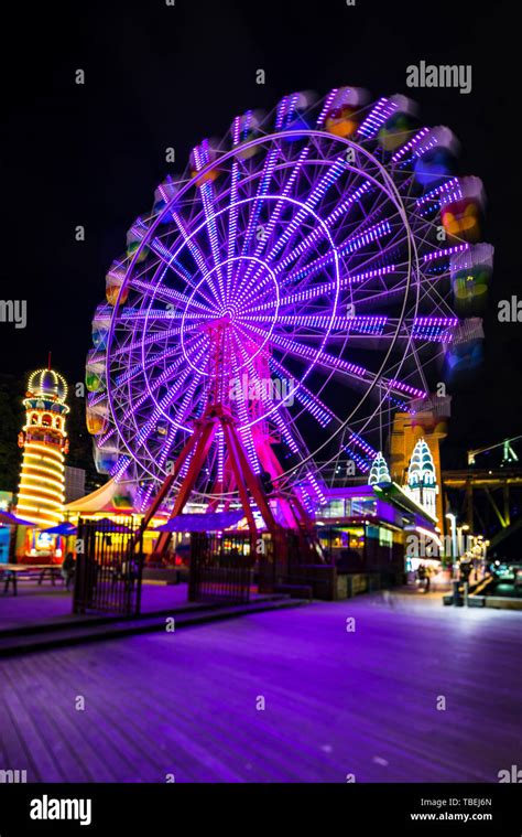 Luna Park ferris wheel at night during Vivid, the annual popular light ...