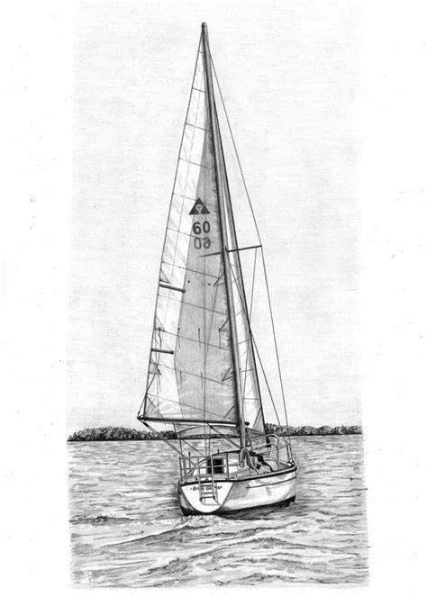 Pencil Drawing of Cobra 850 Sailing Yacht | Pencil Sketch Portraits