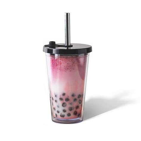 Buy SefaOnur Reusable Boba Cup, Smoothie Cup, 17 Oz Double Wall ...