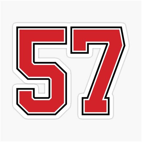 "Sports Number 57, red black color lucky sport fifty seven" Sticker for ...