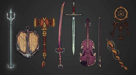 [OC] [Art] a collection of definitely not cursed magic weapons : r/DnD