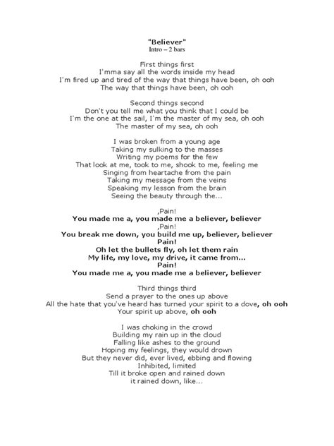 Believer Lyrics | PDF | Leisure