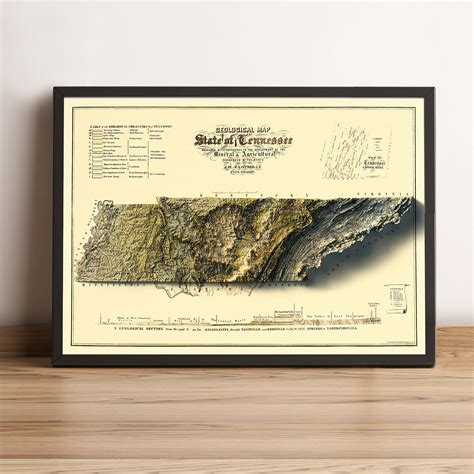 Tennessee Map Relief Map of Tennessee Tennessee Historical Map Vintage ...