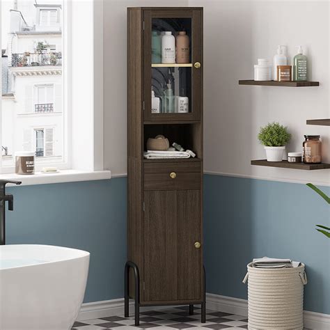 Buy Tiptiper 67'' Tall Bathroom Storage Cabinet, Modern Linen Floor ...