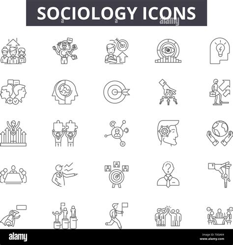 Sociology line icons for web and mobile design. Editable stroke signs ...