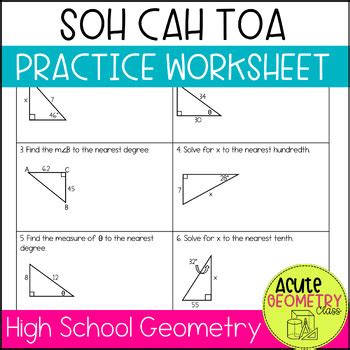 SOH CAH TOA Worksheet by Acute Geometry Class | Teachers Pay Teachers