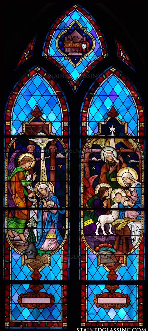 "The Annunciation and the Nativity" Religious Stained Glass Window