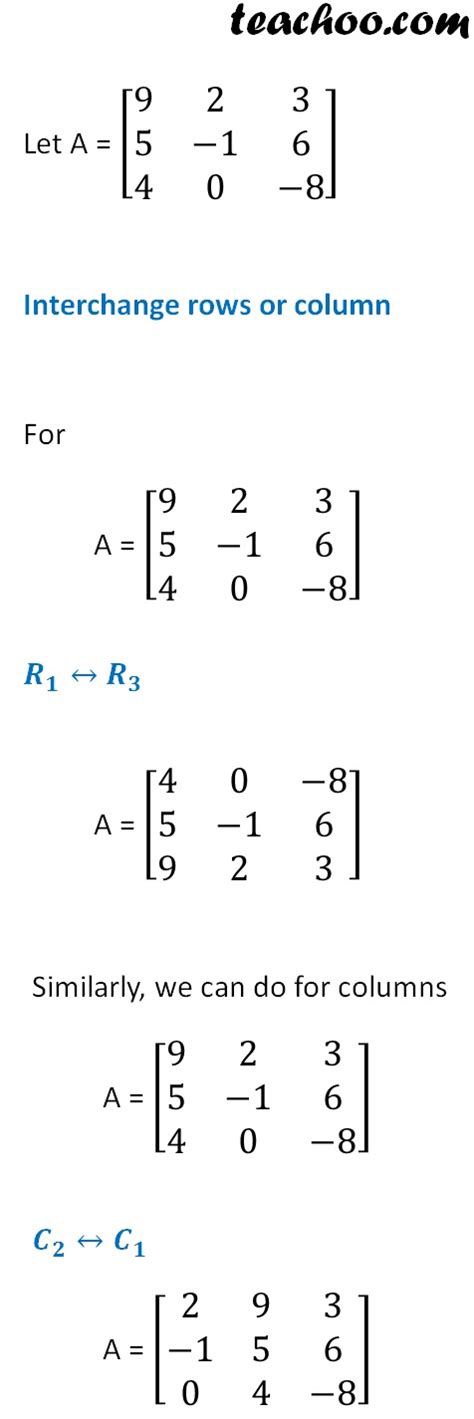 Elementary operations on a matrix - Rows and Columns - Teachoo