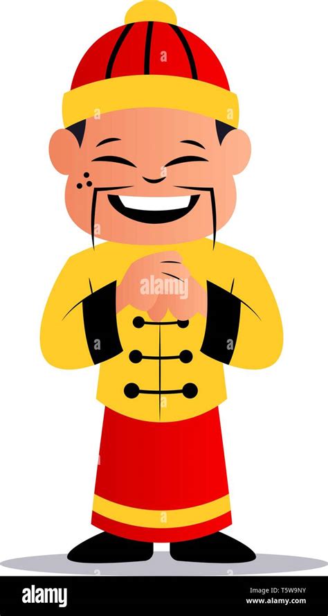 Cartoon chinese man vector illustration on white background Stock ...