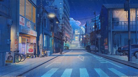 Download Japan Night Street In Digital Art Wallpaper | Wallpapers.com